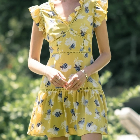 J.O.A. Yellow Floral Print Dress - Picture 4 of 9